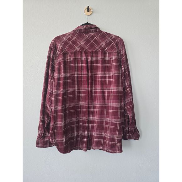 Sonoma Burgundy Plaid Flannel Shirt XL Cotton Fall Layering Essential Grunge - Picture 4 of 7